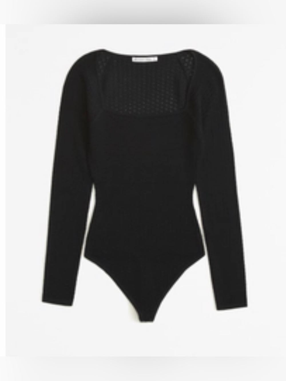 Abercrombie & Fitch Black Pointelle Squareneck Bodysuit